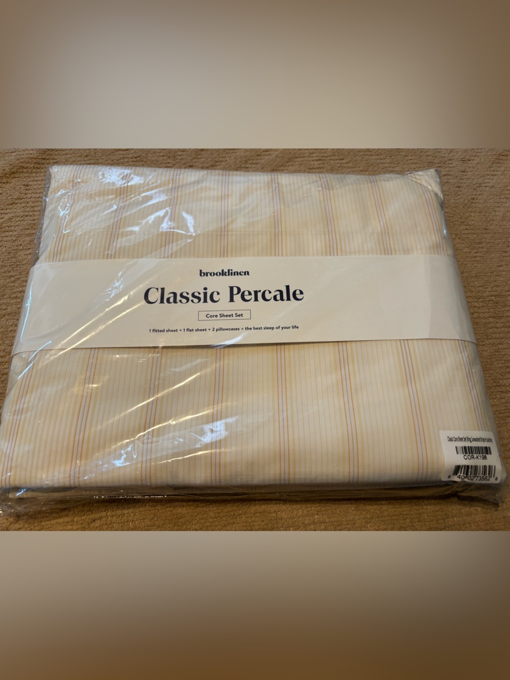 Brooklinen classic core sheet set king sunwashed stripe in sunshine